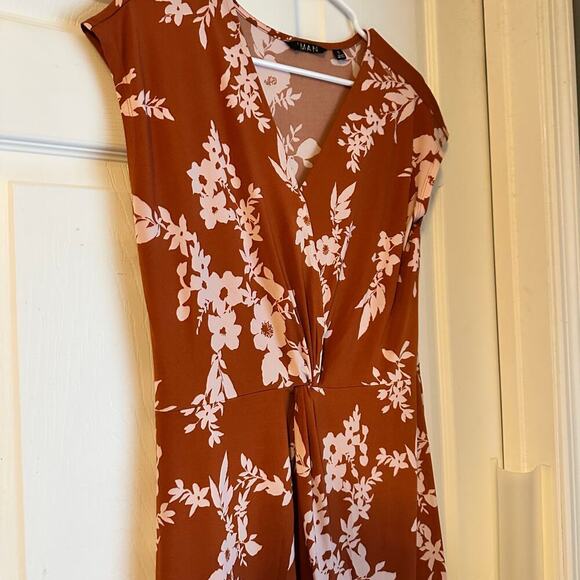 Iman Burnt Orange White Floral Casual Dress Women’s Size Small - Picture 5 of 6